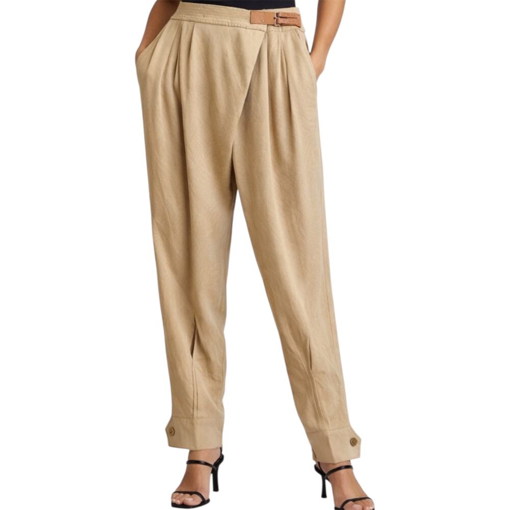 Ralph Lauren Black Label Trouser Pants Leather Belt Cuff Hem Pocket Khaki 8